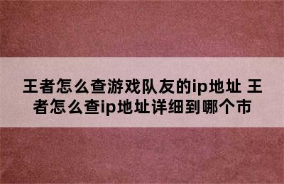 王者怎么查游戏队友的ip地址 王者怎么查ip地址详细到哪个市